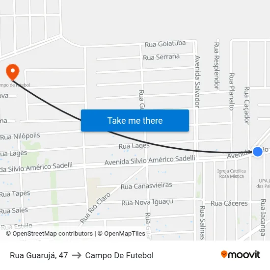 Rua Guarujá, 47 to Campo De Futebol map