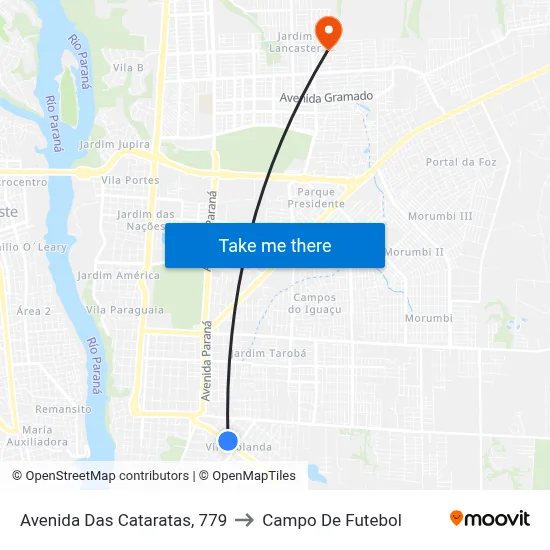 Avenida Das Cataratas, 779 to Campo De Futebol map