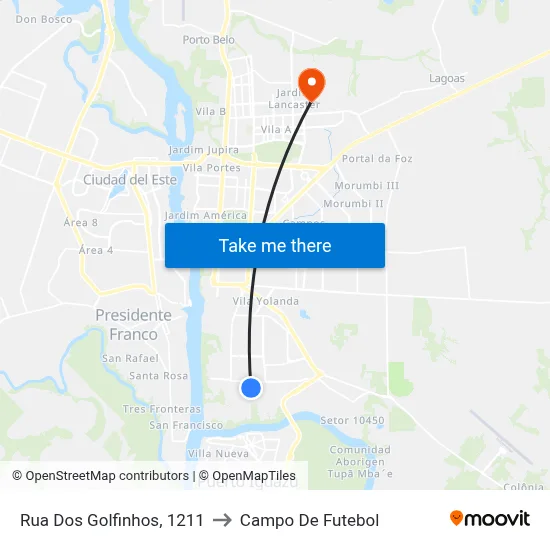 Rua Dos Golfinhos, 1211 to Campo De Futebol map