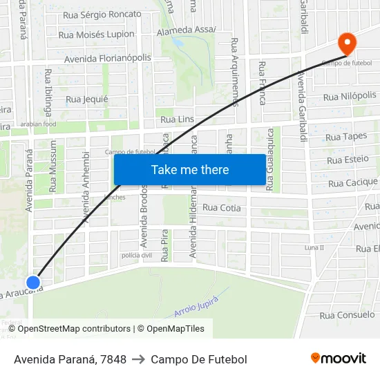 Avenida Paraná, 7848 to Campo De Futebol map