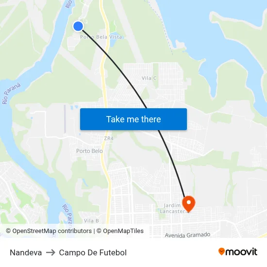 Nandeva to Campo De Futebol map