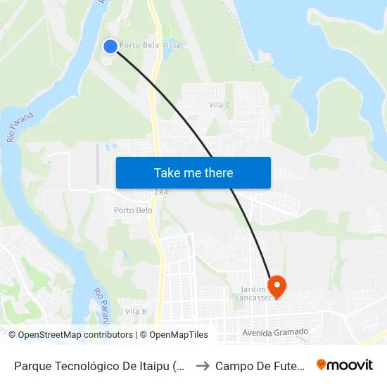 Parque Tecnológico De Itaipu (Pti) to Campo De Futebol map