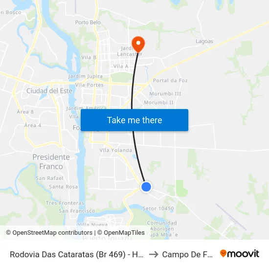 Rodovia Das Cataratas (Br 469) - Hotel Carimã to Campo De Futebol map