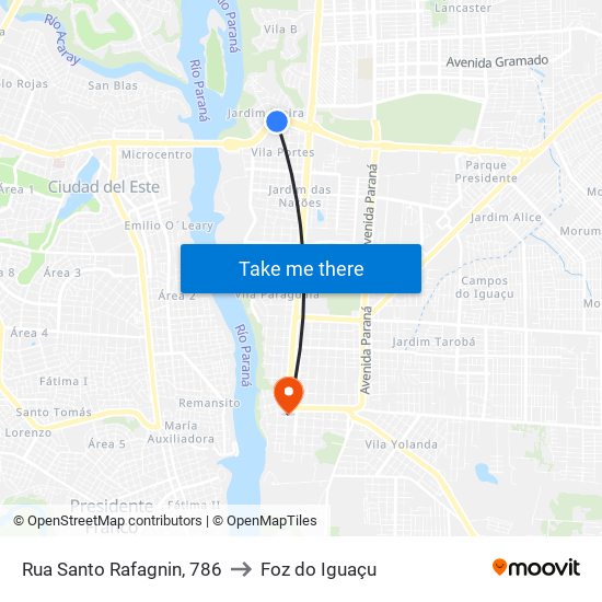 Rua Santo Rafagnin, 786 to Foz do Iguaçu map