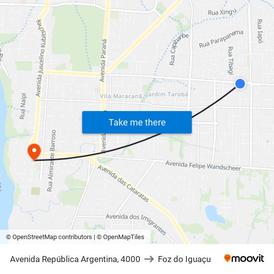 Avenida República Argentina, 4000 to Foz do Iguaçu map