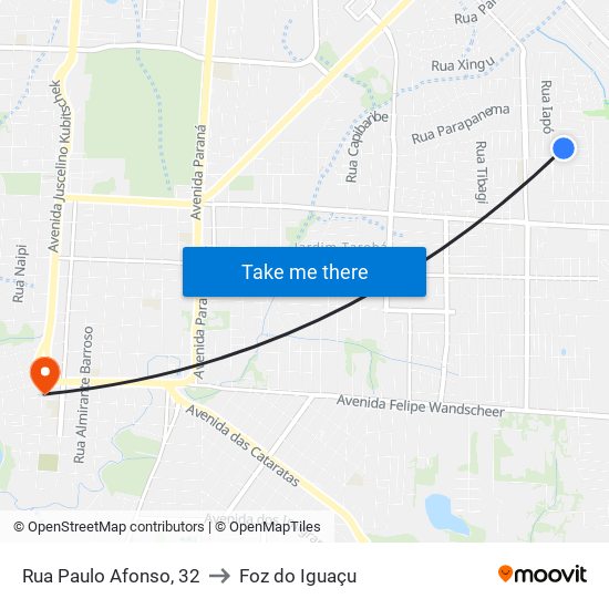 Rua Paulo Afonso, 32 to Foz do Iguaçu map