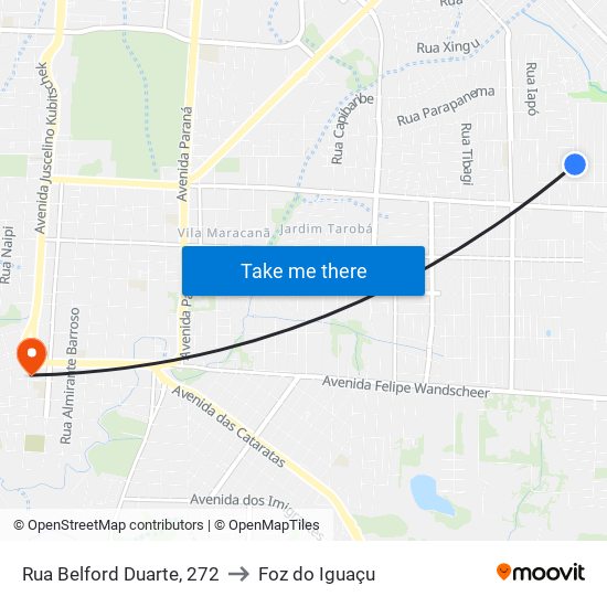 Rua Belford Duarte, 272 to Foz do Iguaçu map