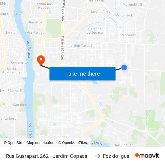 Rua Guarapari, 262 - Jardim Copacabana to Foz do Iguaçu map