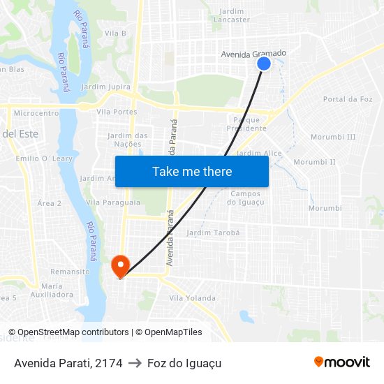 Avenida Parati, 2174 to Foz do Iguaçu map