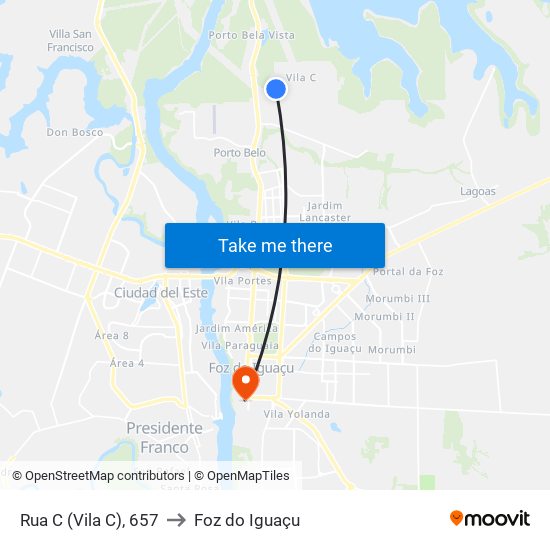 Rua C (Vila C), 657 to Foz do Iguaçu map