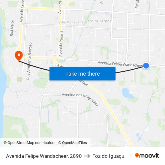 Avenida Felipe Wandscheer, 2890 to Foz do Iguaçu map