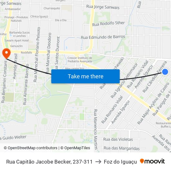 Rua Capitão Jacobe Becker, 237-311 to Foz do Iguaçu map
