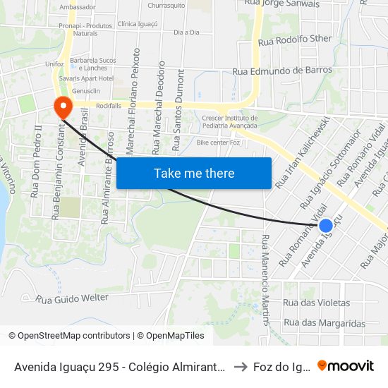 Avenida Iguaçu 295 - Colégio Almirante Tamandaré to Foz do Iguaçu map