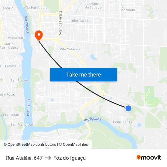 Rua Ataláia, 647 to Foz do Iguaçu map
