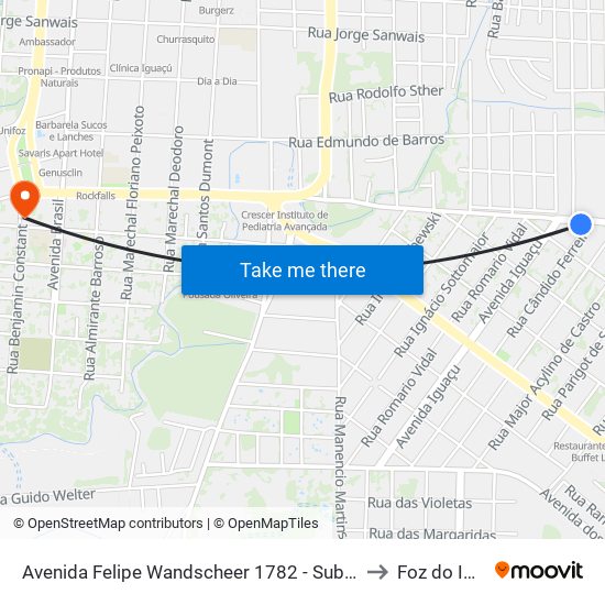 Avenida Felipe Wandscheer 1782 - Subestação Copel to Foz do Iguaçu map