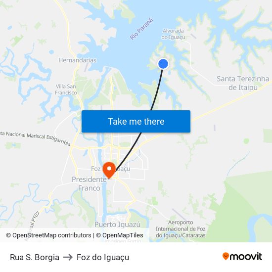 Rua S. Borgia to Foz do Iguaçu map