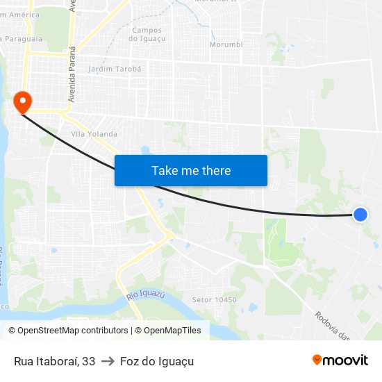 Rua Itaboraí, 33 to Foz do Iguaçu map