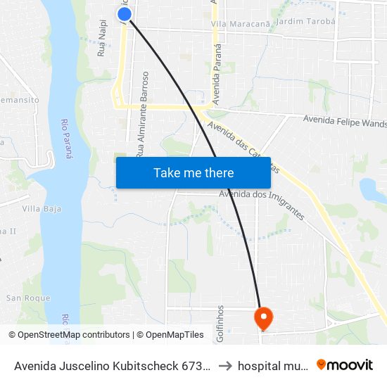 Avenida Juscelino Kubitscheck 673 - Loja Gaúcha to hospital municipal map