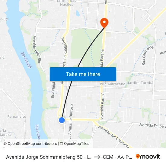 Avenida Jorge Schimmelpfeng 50 - Igreja Matriz to CEM - Av. Paraná map