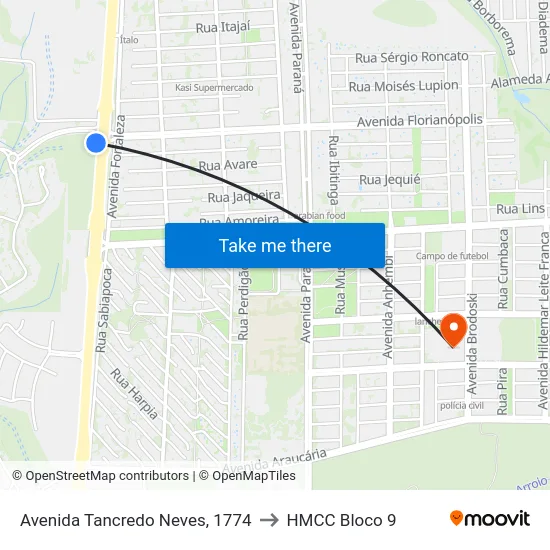 Avenida Tancredo Neves, 1774 to HMCC Bloco 9 map