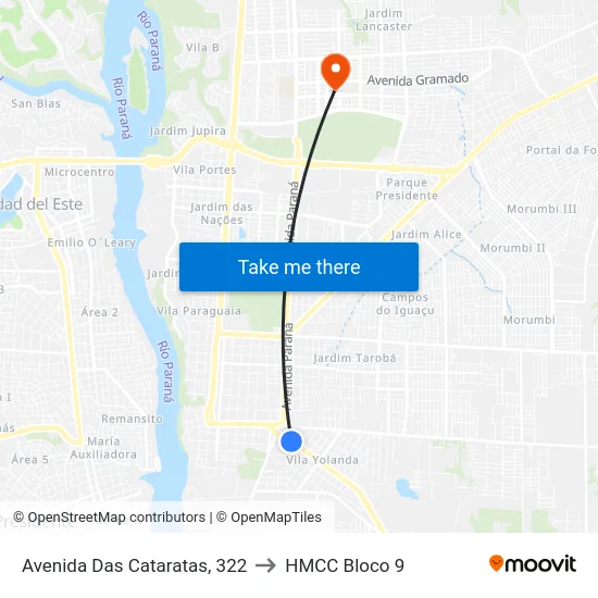 Avenida Das Cataratas, 322 to HMCC Bloco 9 map