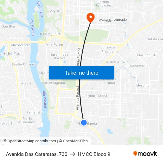 Avenida Das Cataratas, 730 to HMCC Bloco 9 map