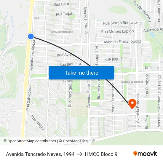 Avenida Tancredo Neves, 1994 to HMCC Bloco 9 map