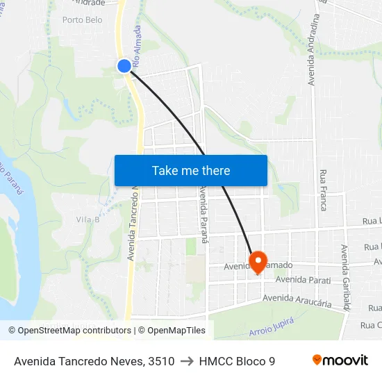 Avenida Tancredo Neves, 3510 to HMCC Bloco 9 map