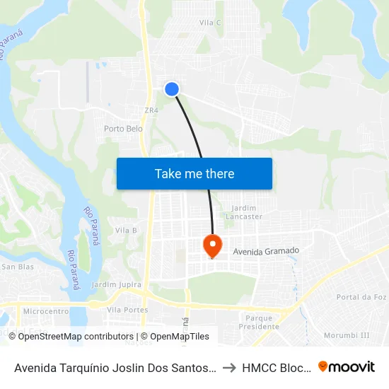 Avenida Tarquínio Joslin Dos Santos 3522 to HMCC Bloco 9 map