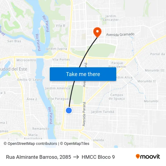 Rua Almirante Barroso, 2085 to HMCC Bloco 9 map