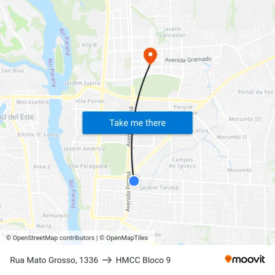 Rua Mato Grosso, 1336 to HMCC Bloco 9 map