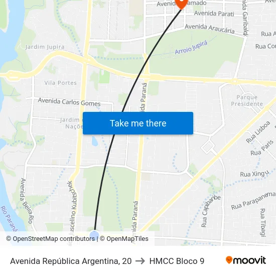 Avenida República Argentina, 20 to HMCC Bloco 9 map