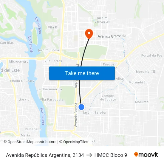 Avenida República Argentina, 2134 to HMCC Bloco 9 map
