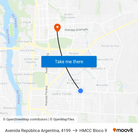 Avenida República Argentina, 4199 to HMCC Bloco 9 map