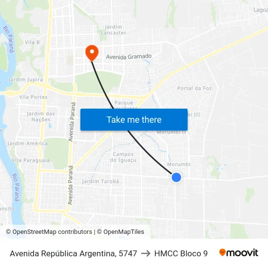 Avenida República Argentina, 5747 to HMCC Bloco 9 map
