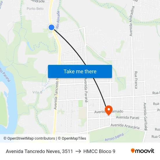 Avenida Tancredo Neves, 3511 to HMCC Bloco 9 map
