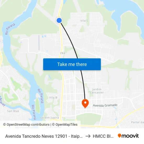 Avenida Tancredo Neves 12901 - Itaipu Binacional to HMCC Bloco 9 map