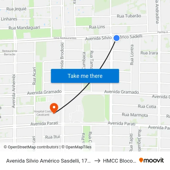 Avenida Silvio Américo Sasdelli, 1780 to HMCC Bloco 9 map
