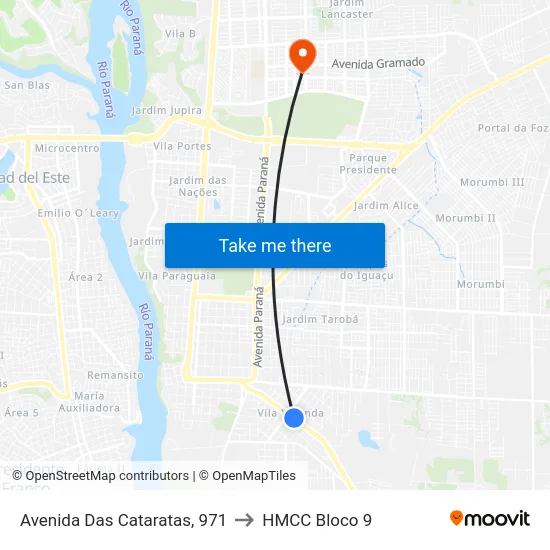 Avenida Das Cataratas, 971 to HMCC Bloco 9 map