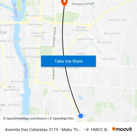 Avenida Das Cataratas 3175 - Mabu Thermas Grand Resort to HMCC Bloco 9 map