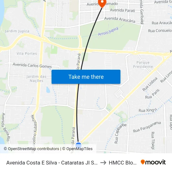 Avenida Costa E Silva - Cataratas Jl Shopping to HMCC Bloco 9 map