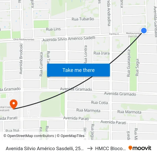 Avenida Silvio Américo Sasdelli, 2573 to HMCC Bloco 9 map