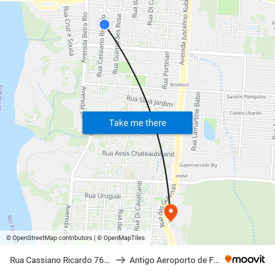 Rua Cassiano Ricardo 760 - Terminal Ponte to Antigo Aeroporto de Foz do Iguaçu-PR map