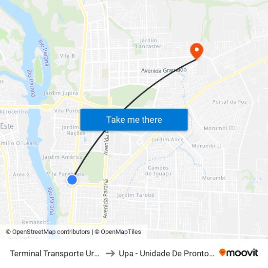 Terminal Transporte Urbano (Ala 02) to Upa - Unidade De Pronto Atendimento map