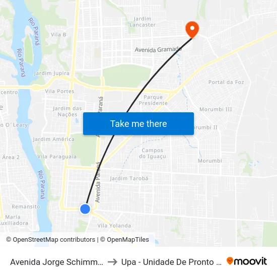 Avenida Jorge Schimmelpfeng 725 to Upa - Unidade De Pronto Atendimento map
