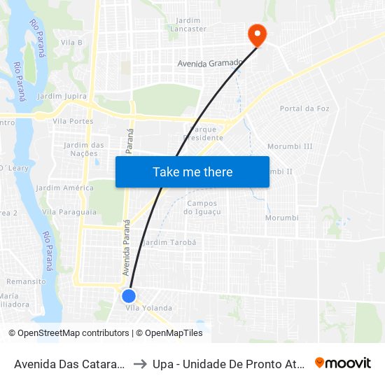 Avenida Das Cataratas, 322 to Upa - Unidade De Pronto Atendimento map