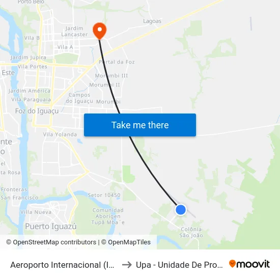 Aeroporto Internacional (International Airport) to Upa - Unidade De Pronto Atendimento map