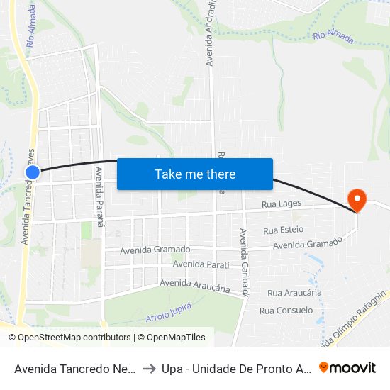 Avenida Tancredo Neves, 1994 to Upa - Unidade De Pronto Atendimento map