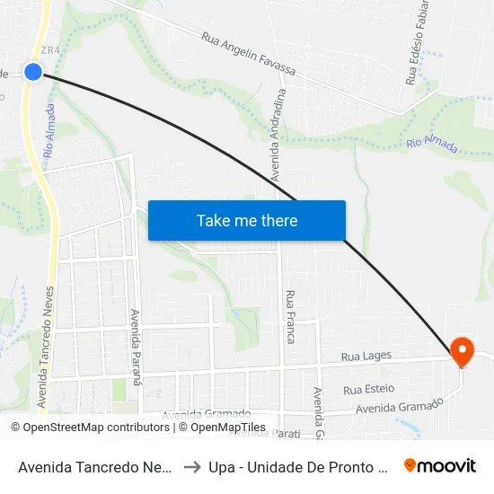 Avenida Tancredo Neves, 14834 to Upa - Unidade De Pronto Atendimento map