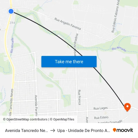 Avenida Tancredo Neves, 5057 to Upa - Unidade De Pronto Atendimento map